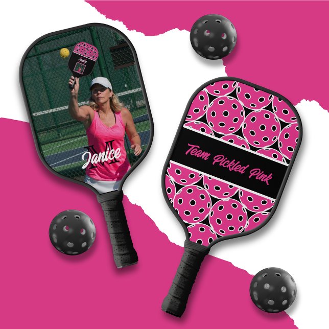 Pickled Pink Monogram Full Photo Pickleball Paddle (Creator Uploaded)