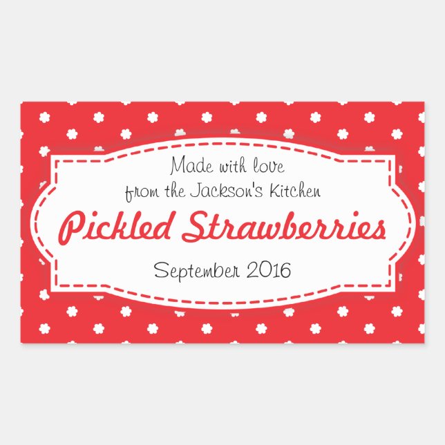 Pickled Strawberry or jam food label sticker (Front)