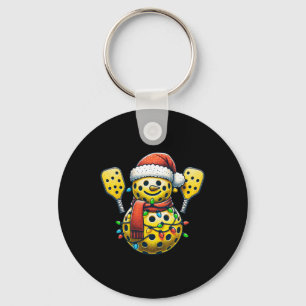 Picklell Snowman Santa Hat Lights Christmas Pickle Keychain