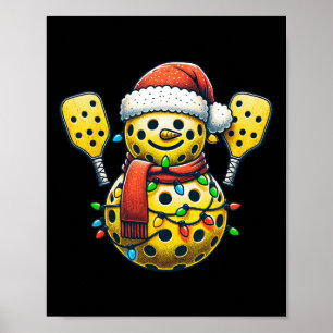 Picklell Snowman Santa Hat Lights Christmas Pickle Poster