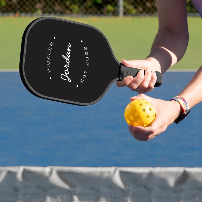 Pickler name year Black White Personalized Pickleball Paddle (Insitu)
