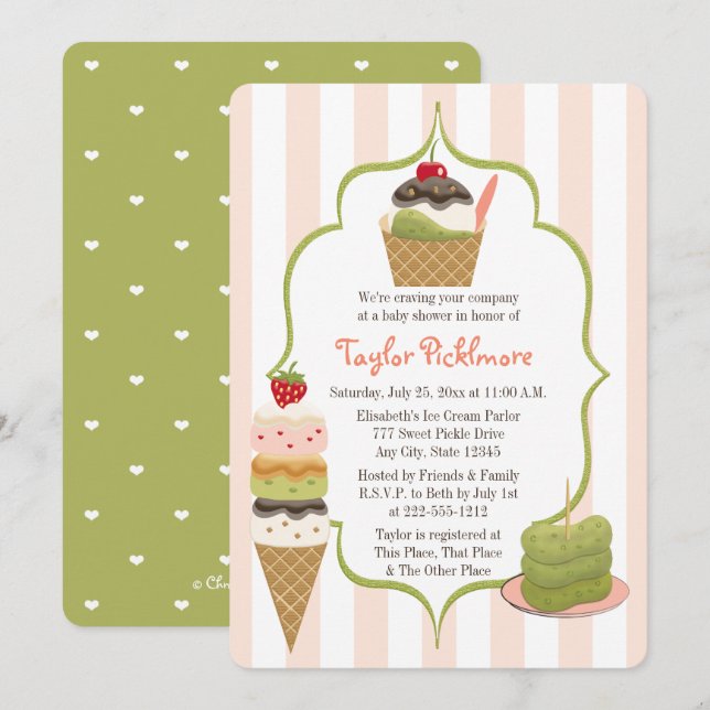 Pickles and Ice Cream Baby Shower Invitation (Front/Back)