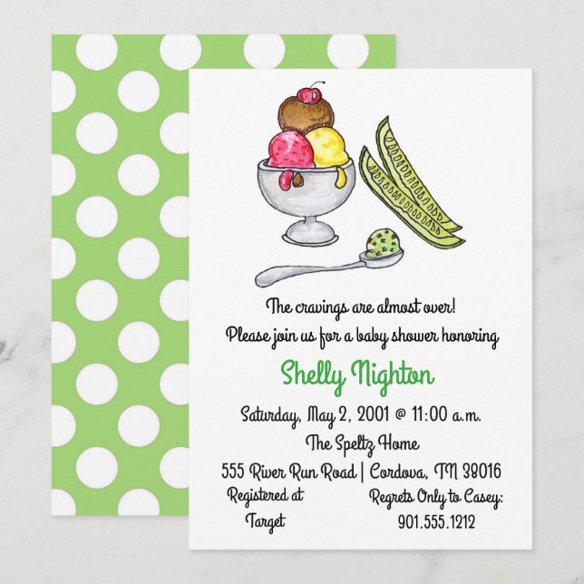 Pickles and Ice Cream Baby Shower Invitation (Front/Back)