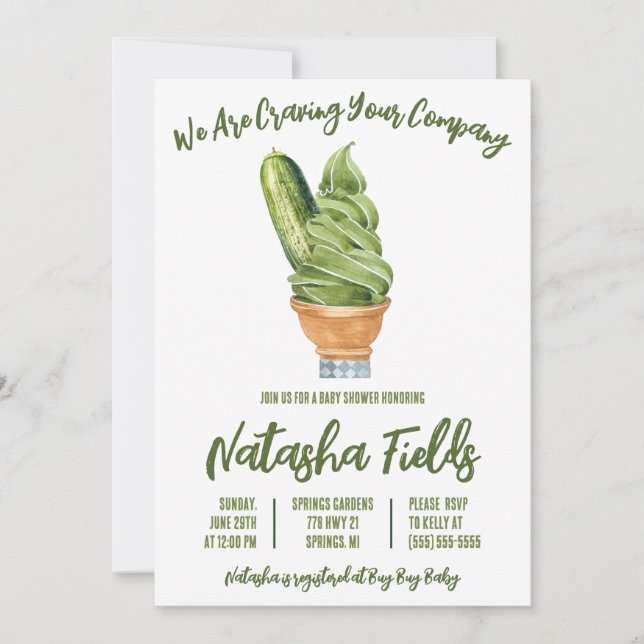 Pickles and Ice Cream, Cravings Baby Shower Invitation (Front)