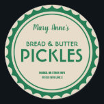Pickles canning jar label modern<br><div class="desc">Pickles canning jar label with all custom text in a modern style green on beige. Change all text to your own version for homemade canning gift or small batch food producer.</div>