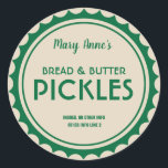 Pickles canning jar label modern<br><div class="desc">Pickles canning jar label with all custom text in a modern style green on beige. Change all text to your own version for homemade canning gift or small batch food producer.</div>