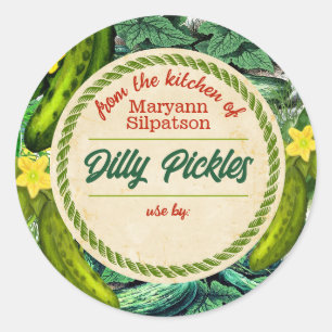 Pickles canning personalized from the kitchen of c classic round sticker