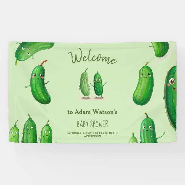 Pickles Cucumber Green Whimsical Baby Shower Banner (Horizontal)