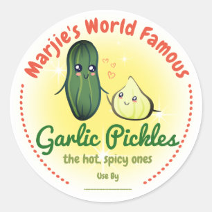 pickles garlic pickled personalized home canning classic round sticker