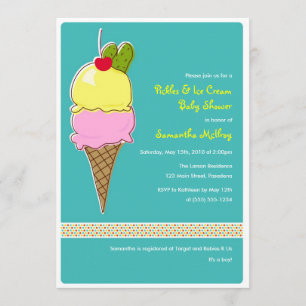 Pickles & Ice Cream Baby Shower, Baby Boy Invitation