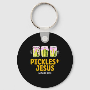 Pickles Jesus Salty And Saved Funny Jesus Pickles Keychain