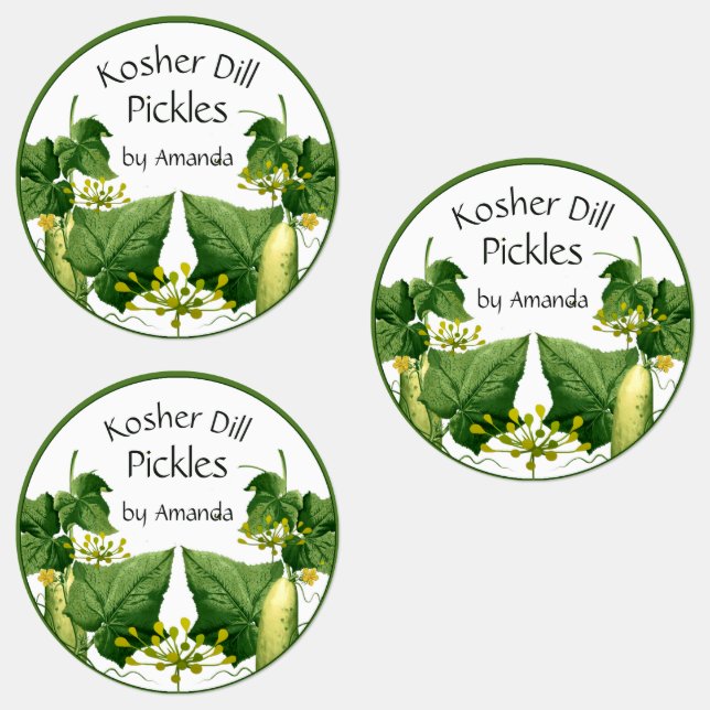 Pickles Kosher Dill Cucumber Art  Labels (Group)