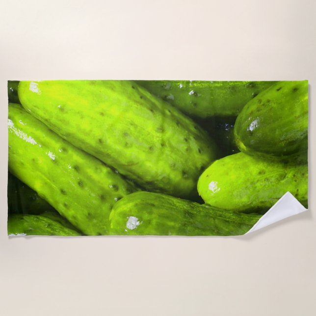 Pickles Love Green Pickles Beach Towel (Front)