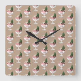 Pickles n Ice Cream Square Wall Clock