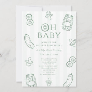 Pickles & Pacifiers Green Neutral Baby Shower Invitation