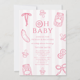 Pickles & Pacifiers Pink Girl Baby Shower Invitation