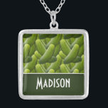 Pickles; Pickle Pattern Silver Plated Necklace<br><div class="desc">You will love this cute,  elegant  Green Pickles; Pickle  pattern design!  We invite you to our store,  Bridal Shower Shop,  to view this cool pattern on many more great customizable products,  including girly Bride buttons,  modern Wedding stamps,  and trendy Bridal Shower invitations!  Thank you!</div>