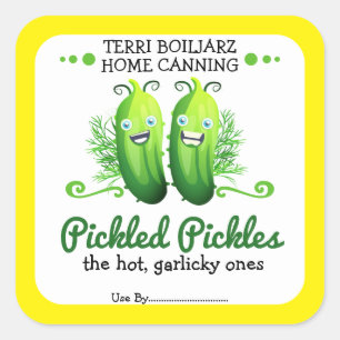 pickles pickled cucumber personalized home canning square sticker