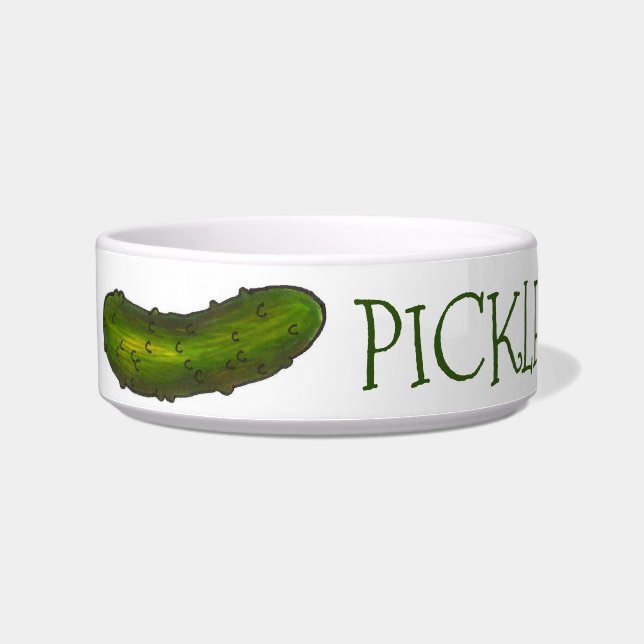 Pickles the Dog Green Dill Pickle Personalized Bowl (Left)