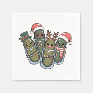 Pickles with Reindeer Horns Santa Pickle Lovers Napkin