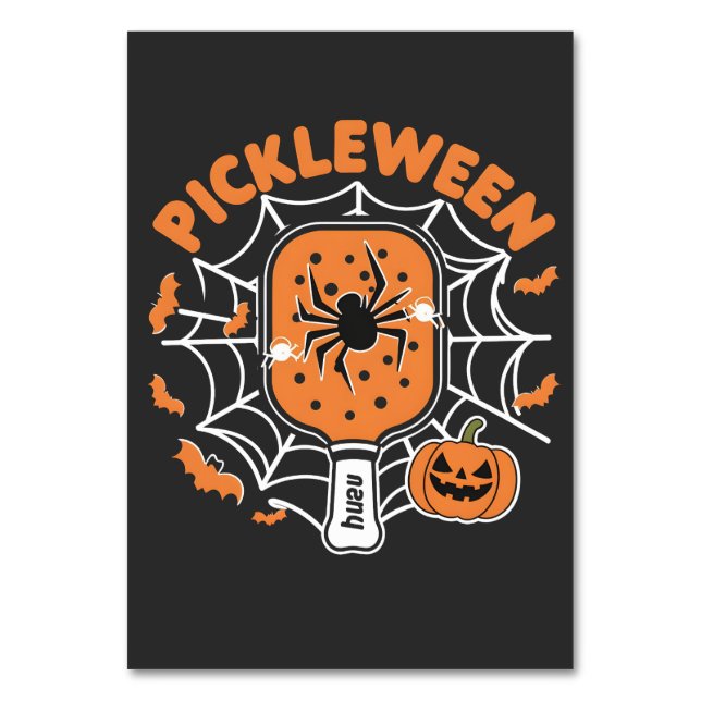 Pickleween Funny Spooky Halloween Pickleball Sport Table Number (Front)