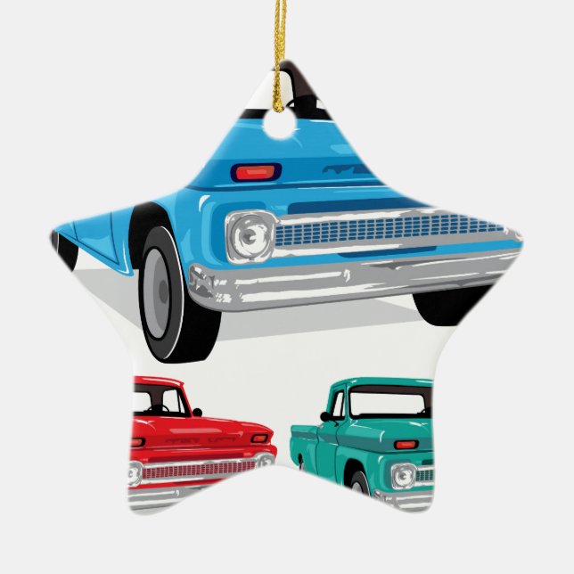 PickUp Farm Truck Ceramic Ornament (Front)