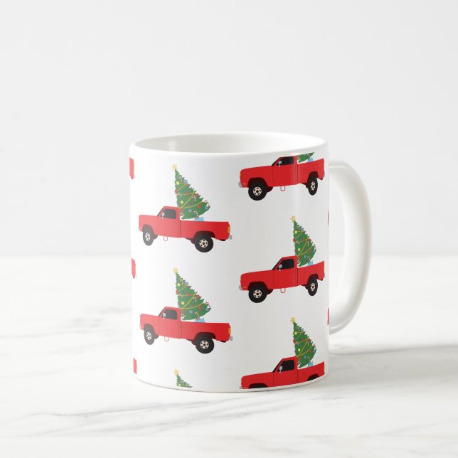Pickup Truck Christmas Tree Coffee Mug (Front Right)