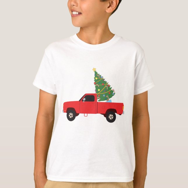 Pickup Truck Christmas Tree T-Shirt (Front)