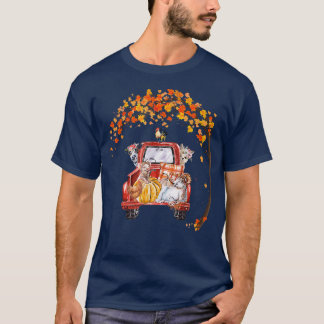 Pickup Truck Farm Animals Fall Tree Leaves Cows Ch T-Shirt