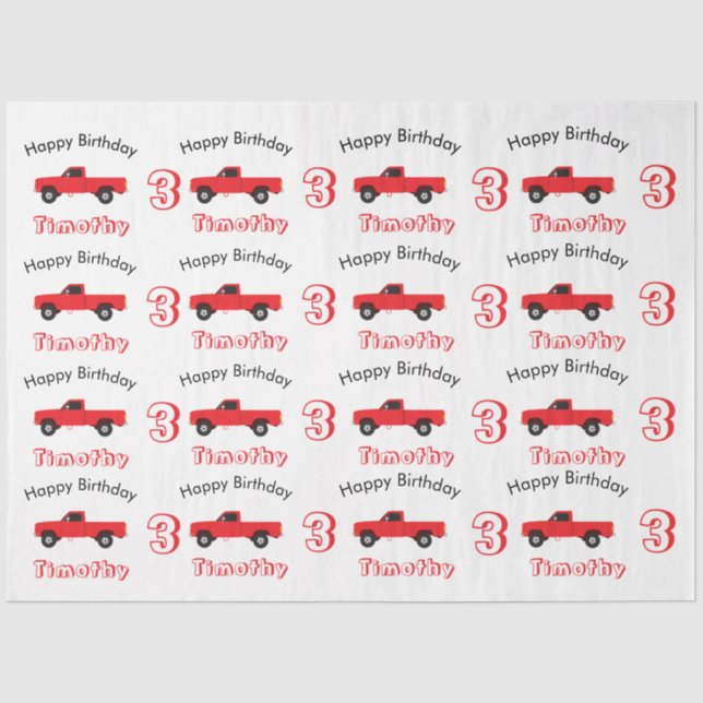 Pickup Truck Transportation Trucks Name & Age  Tissue Paper (Front)