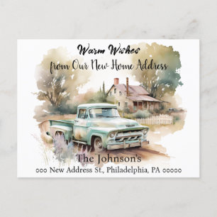 Pickup Truck We've Moved New Address Postcard