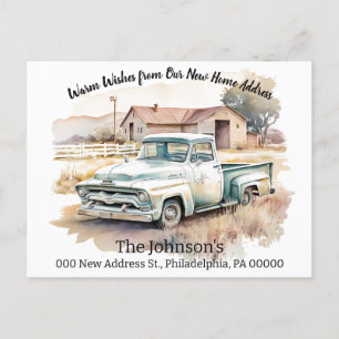 Pickup Truck We've Moved New Address Postcard