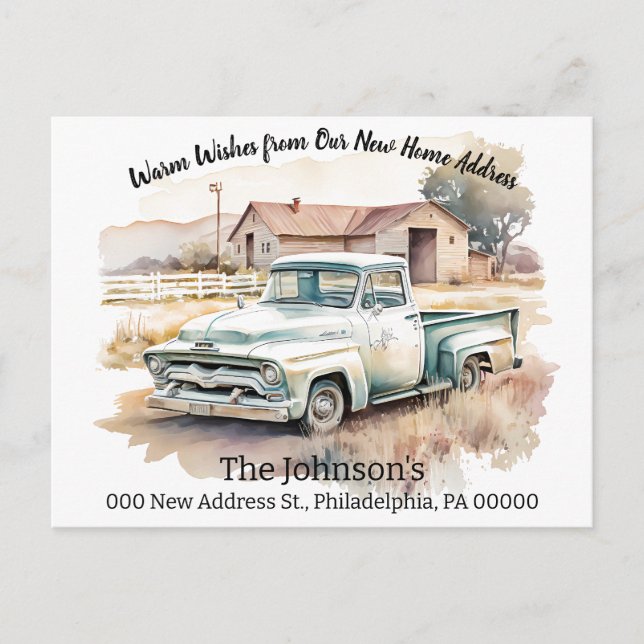 Pickup Truck We've Moved New Address Postcard (Front)