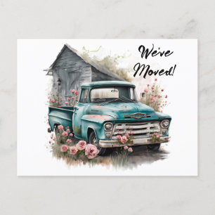 Pickup Truck We've Moved Postcard