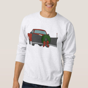 Pickup Truck with Snowplow and Christmas Wreath Sweatshirt