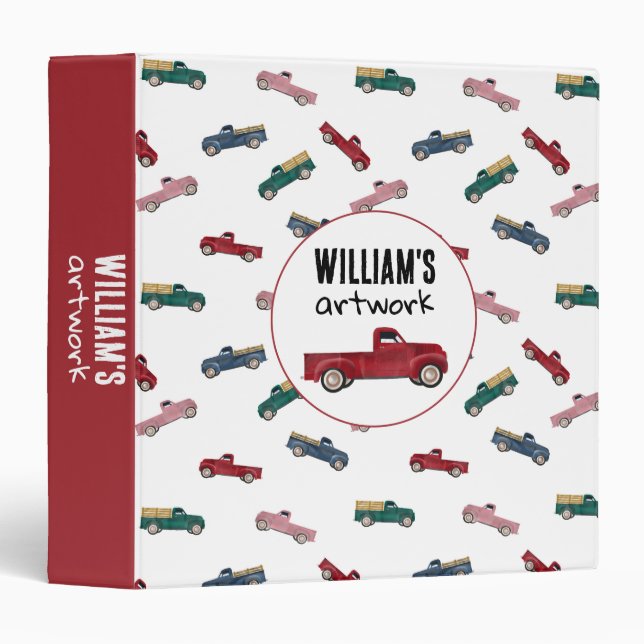 Pickup Trucks Boy Artwork Artist Binder (Front/Spine)