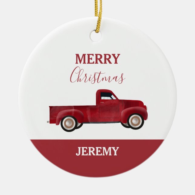 Pickup Trucks Cute Vehicles Car Boy Kids Christmas Ceramic Ornament (Front)