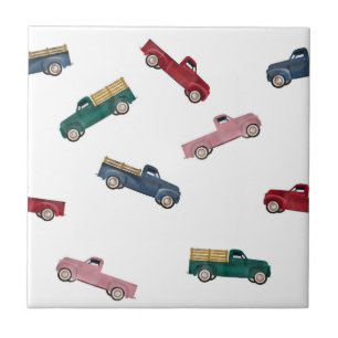 Pickup Trucks Cute Vehicles Car Transportation Boy Tile
