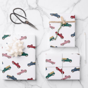 Pickup Trucks Cute Vehicles Car Transportation  Wrapping Paper Sheet