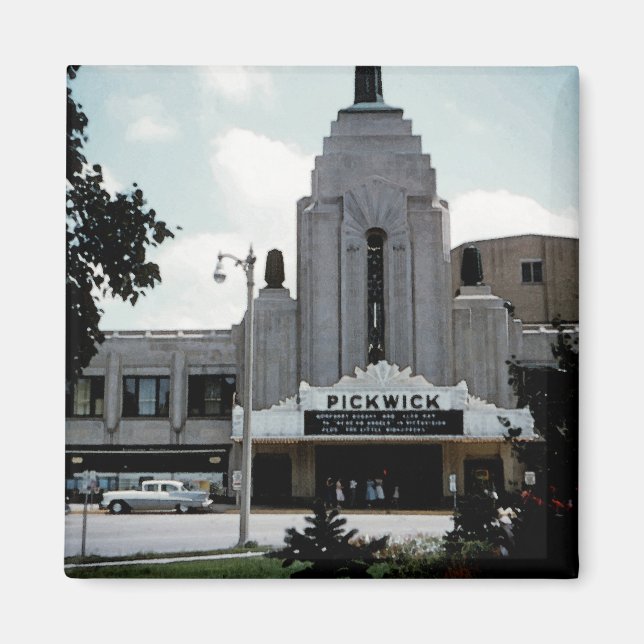 Pickwick Movie Theatre Park Ridge Watercolor Art Magnet (Front)