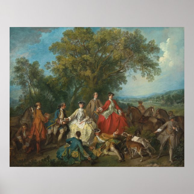 Picnic after the Hunt - Nicolas Lancret Fine Art Poster (Front)
