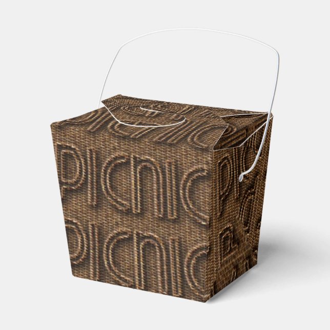 Picnic Basket Funny Wicker Typography Brown Party Favor Box (Front Side)