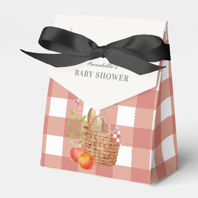 Picnic Basket Red Gingham Baby Shower Favor Box (Front Side)
