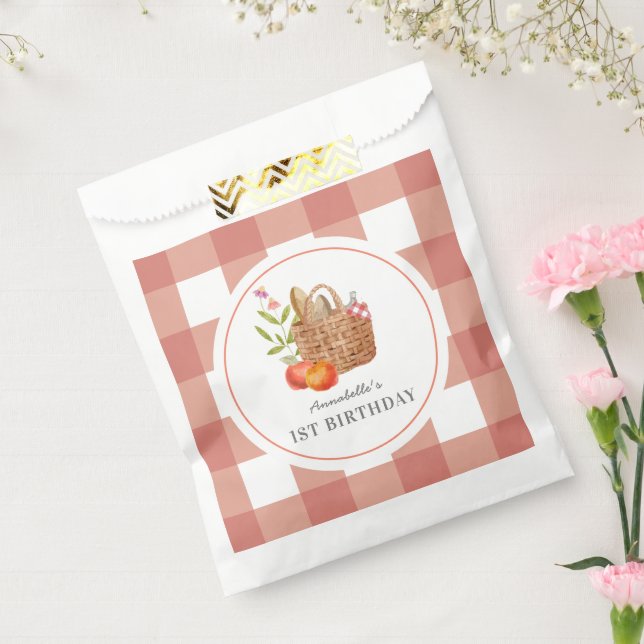Picnic Basket Red GIngham Birthday Favour Bag (Sealed)