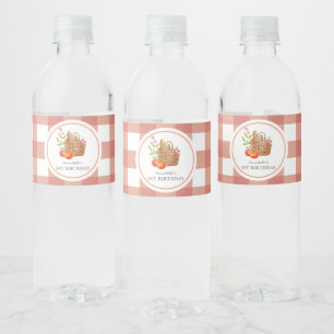 Picnic Basket Red GIngham Birthday Water Bottle Label