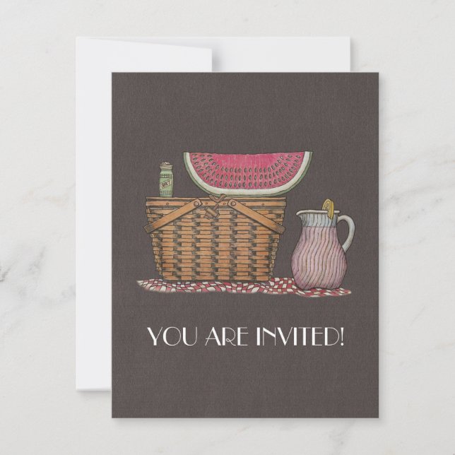 Picnic Basket & Watermelon Invitation (Front)