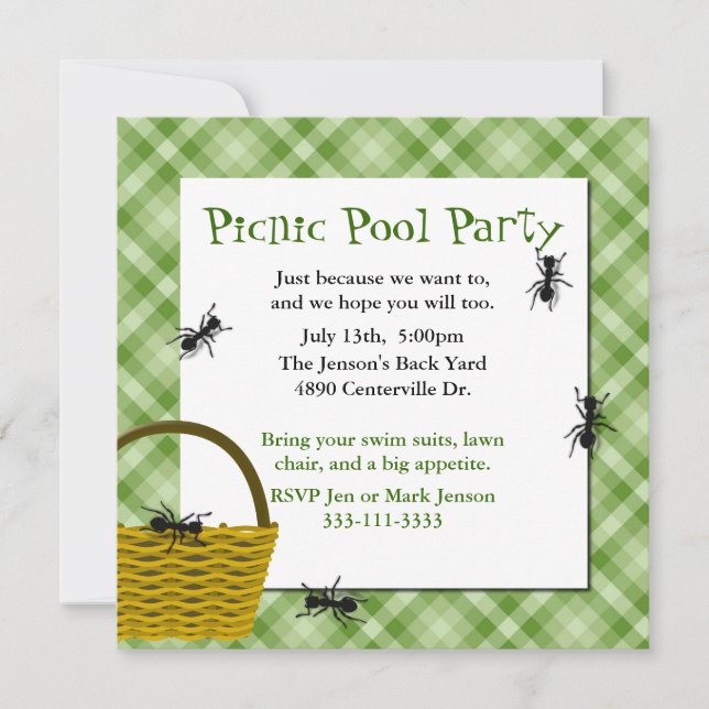 Picnic Basket with Ants Party Invitation (Front)