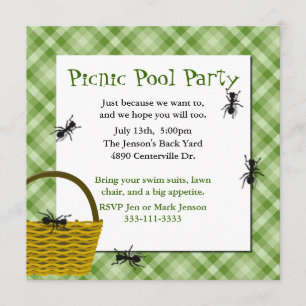 Picnic Basket with Ants Party Invitation