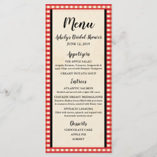 Picnic BBQ, Bridal Shower, Wedding, Party Menu
