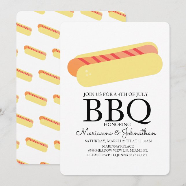 Picnic BBQ Cookout Hot Dogs Invitation (Front/Back)